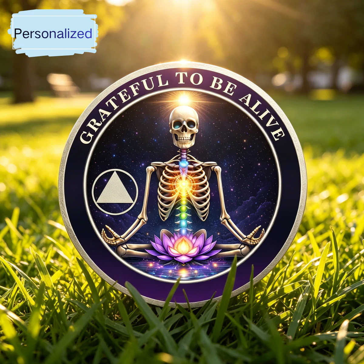 Personalized Sobriety Mint Bone Lotus Awakening AA Recovery Medallion/Chip/Coin