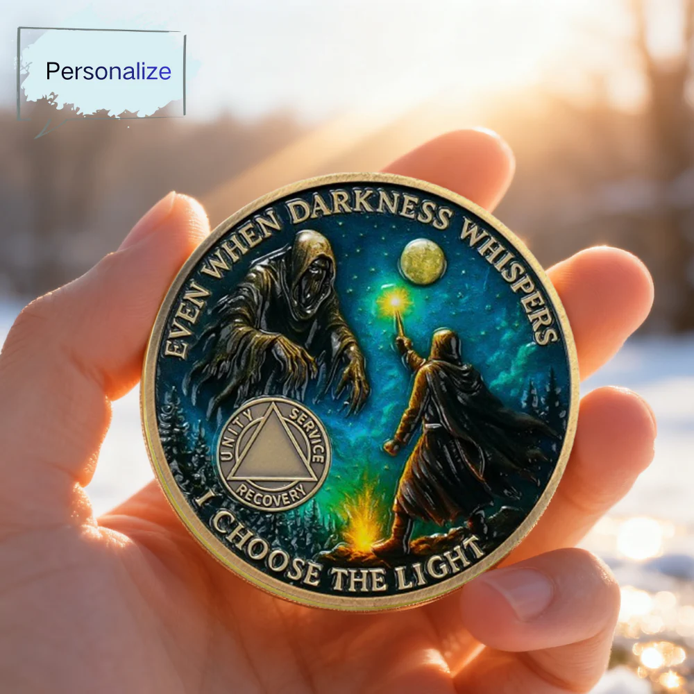Personalized Sobriety Mint Darkness Whisper AA Recovery Medallion/Chip/Coin
