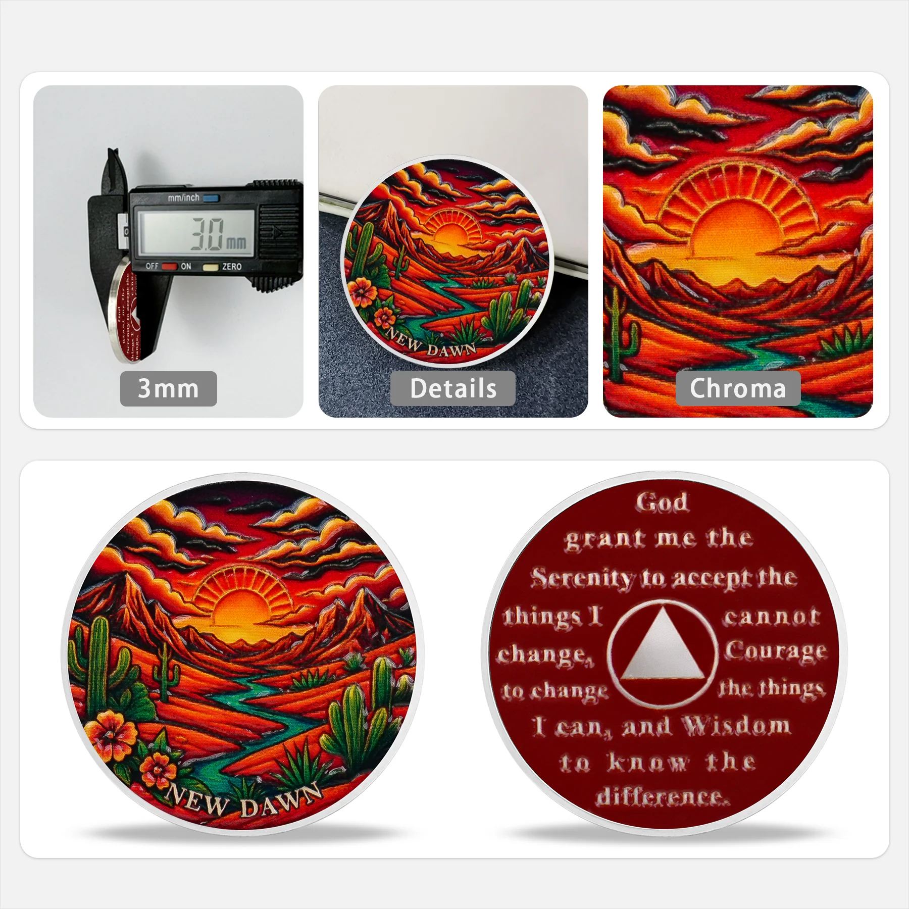 Personalized Sobriety Mint Dawn Desert Canyons AA Recovery Medallion/Chip/Coin - Image 5
