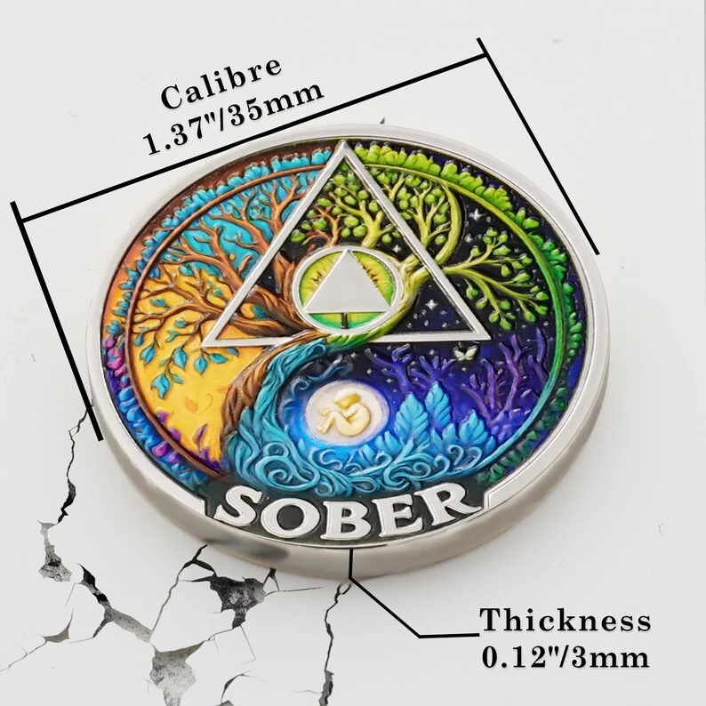 Personalized Sobriety Mint Day-night Cycle AA Recovery Medallion/Chip/Coin - Image 5