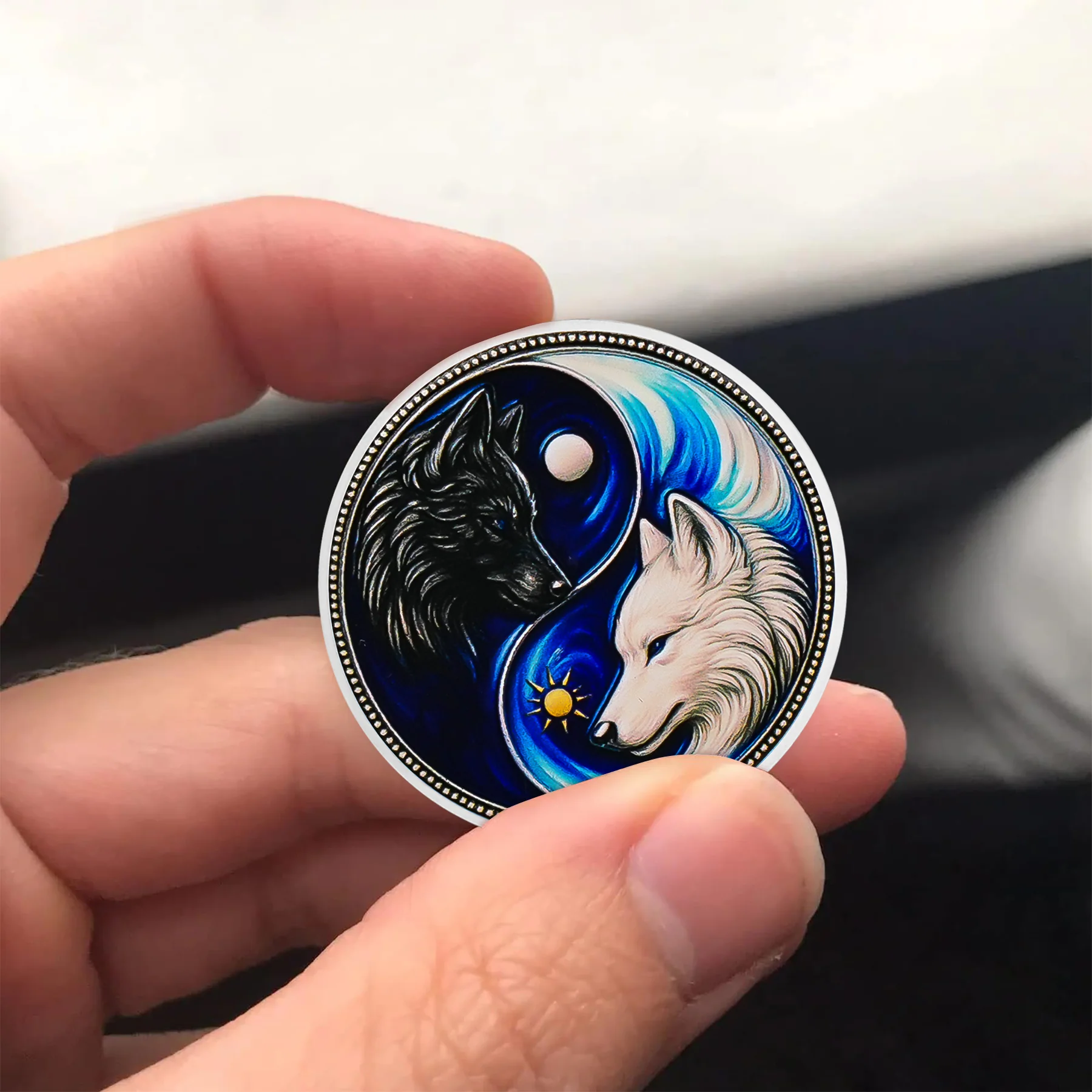Personalized Sobriety Mint Eternal Balance Dual Wolf AA Recovery Medallion/Chip/Coin - Image 3