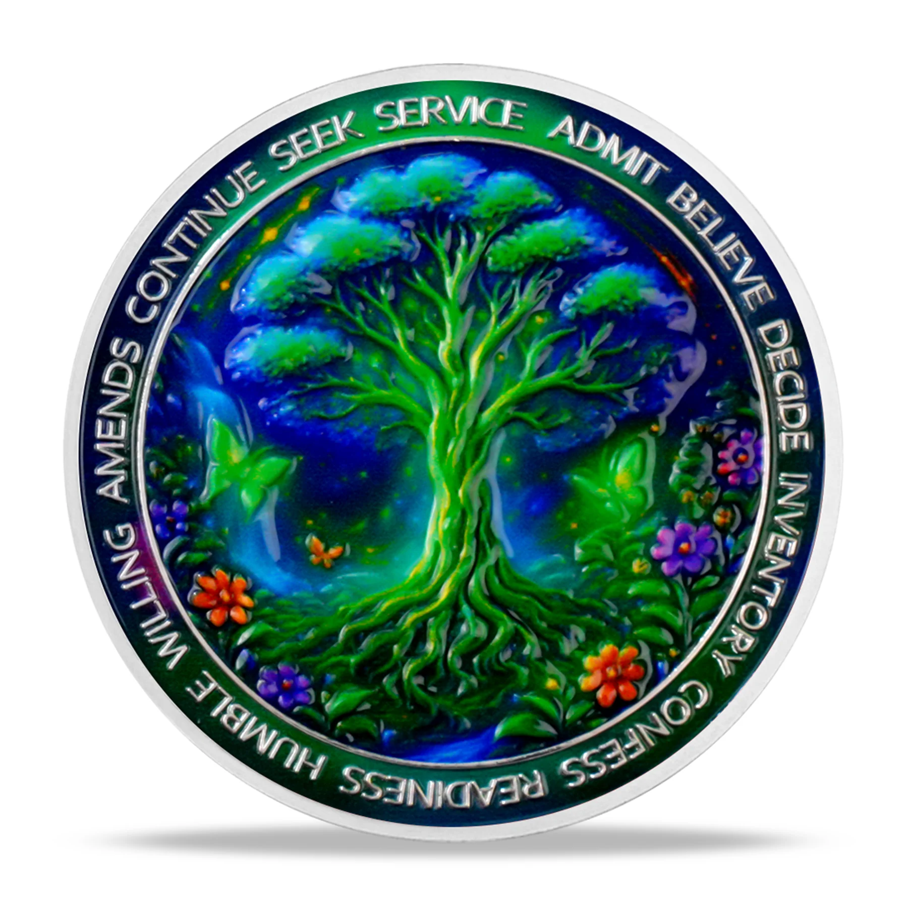 Personalized Sobriety Mint Glow Forest Cat AA Recovery Medallion/Chip/Coin - Image 4