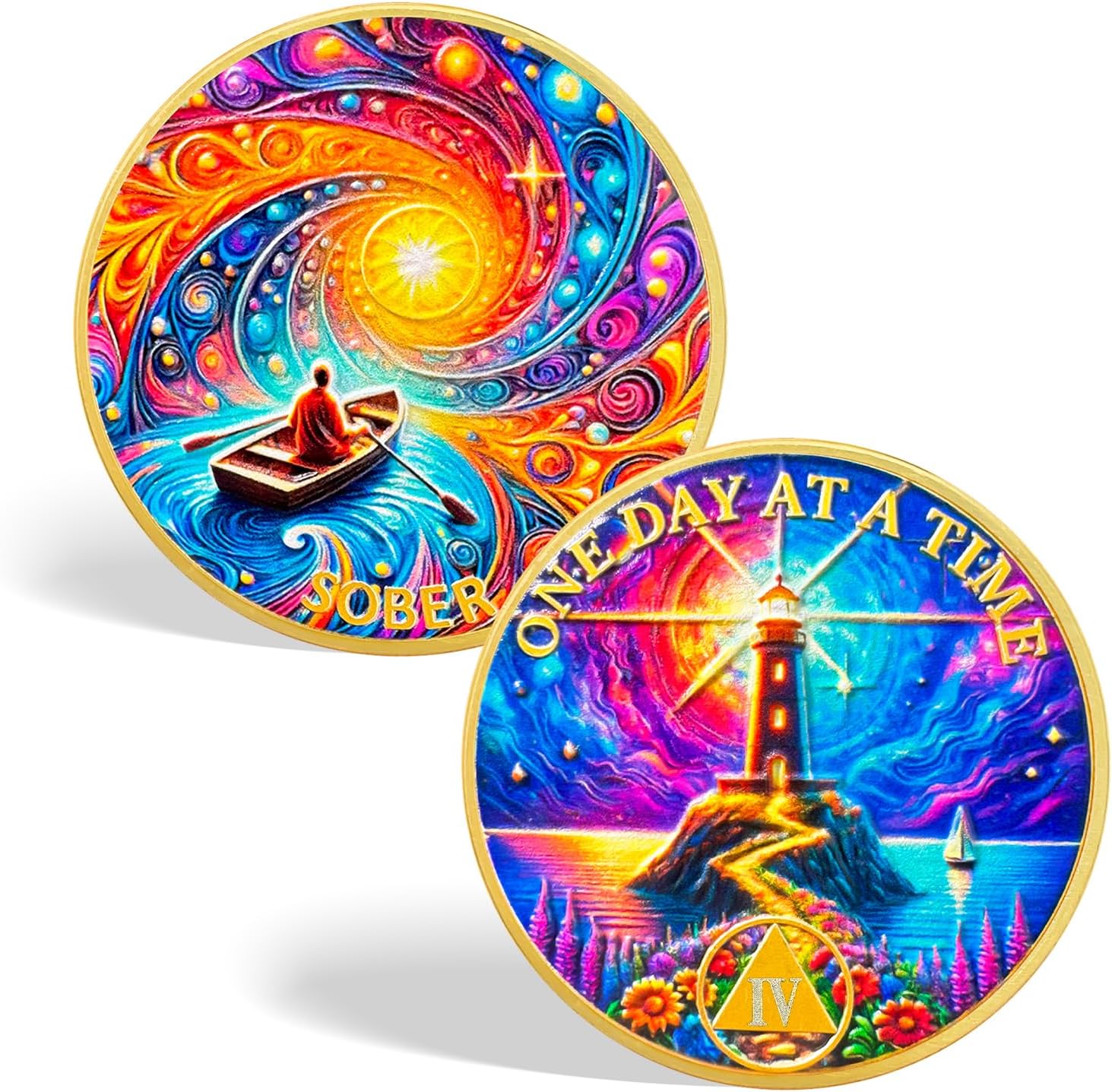 Personalized Sobriety Mint Lighthouse Dream Boat AA Recovery Medallion/Chip/Coin - Image 12