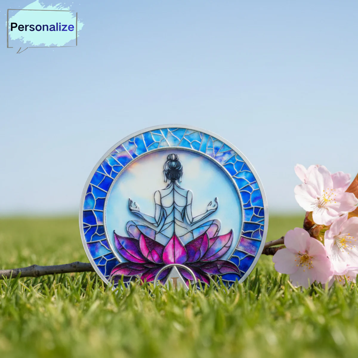 Personalized Sobriety Mint Rebirth & Peace Meditation on The Lotus AA Recovery Medallion/Chip/Coin