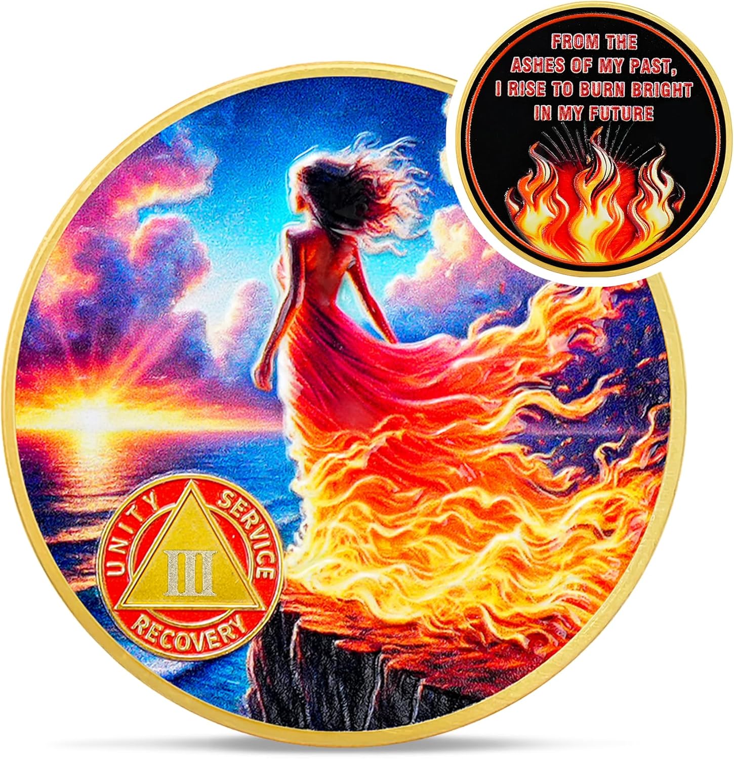 Personalized Sobriety Mint Rising from The Ashes Reborn Fairy AA Recovery Medallion/Chip/Coin - Image 12