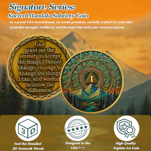 Personalized Sobriety Mint Sacred Mandala AA Recovery Medallion/Chip/Coin - Image 8