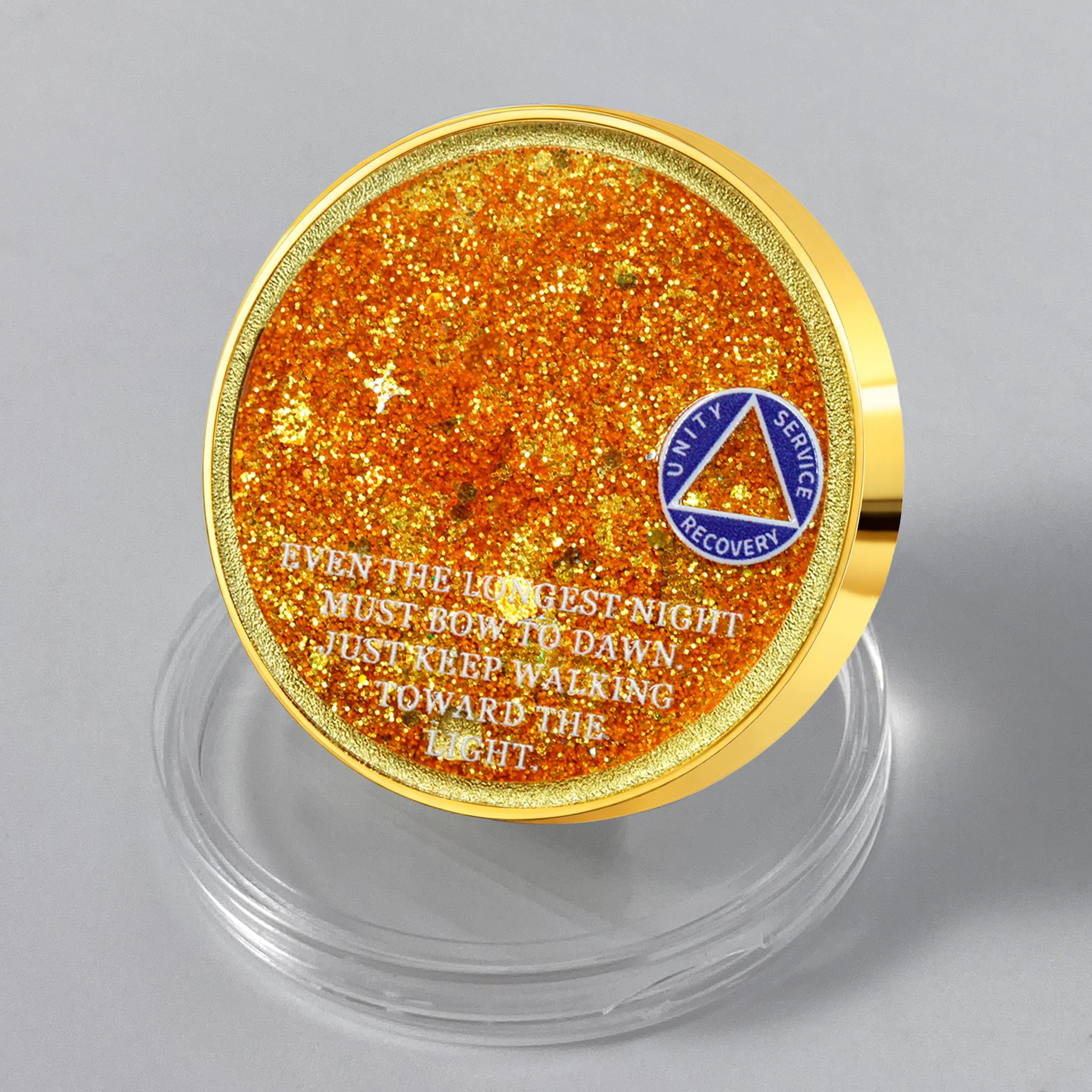 Personalized Sobriety Mint Shooting Star Glittering Mesmerizing Flow Sand AA Recovery Medallion/Chip/Coin - Image 8