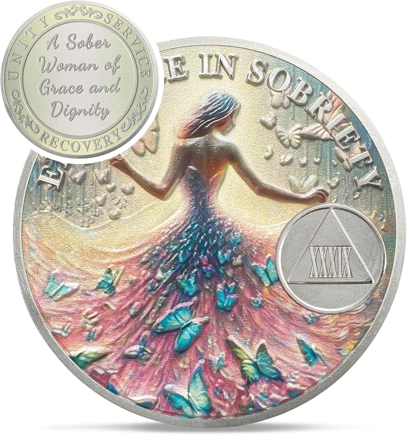 Personalized Sobriety Mint Sister Power Addiction Artsy Grace Women AA Recovery Medallion/Chip/Coin - Image 50
