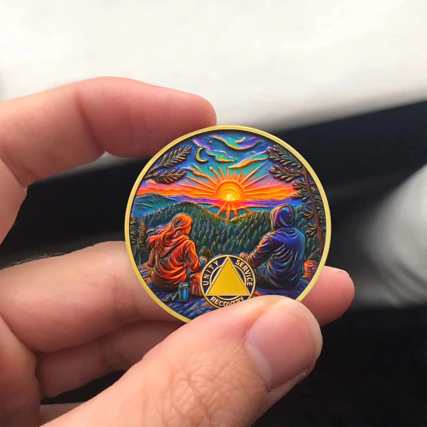 Personalized Sobriety Mint Step by Step Forest AA Recovery Medallion/Chip/Coin - Image 3