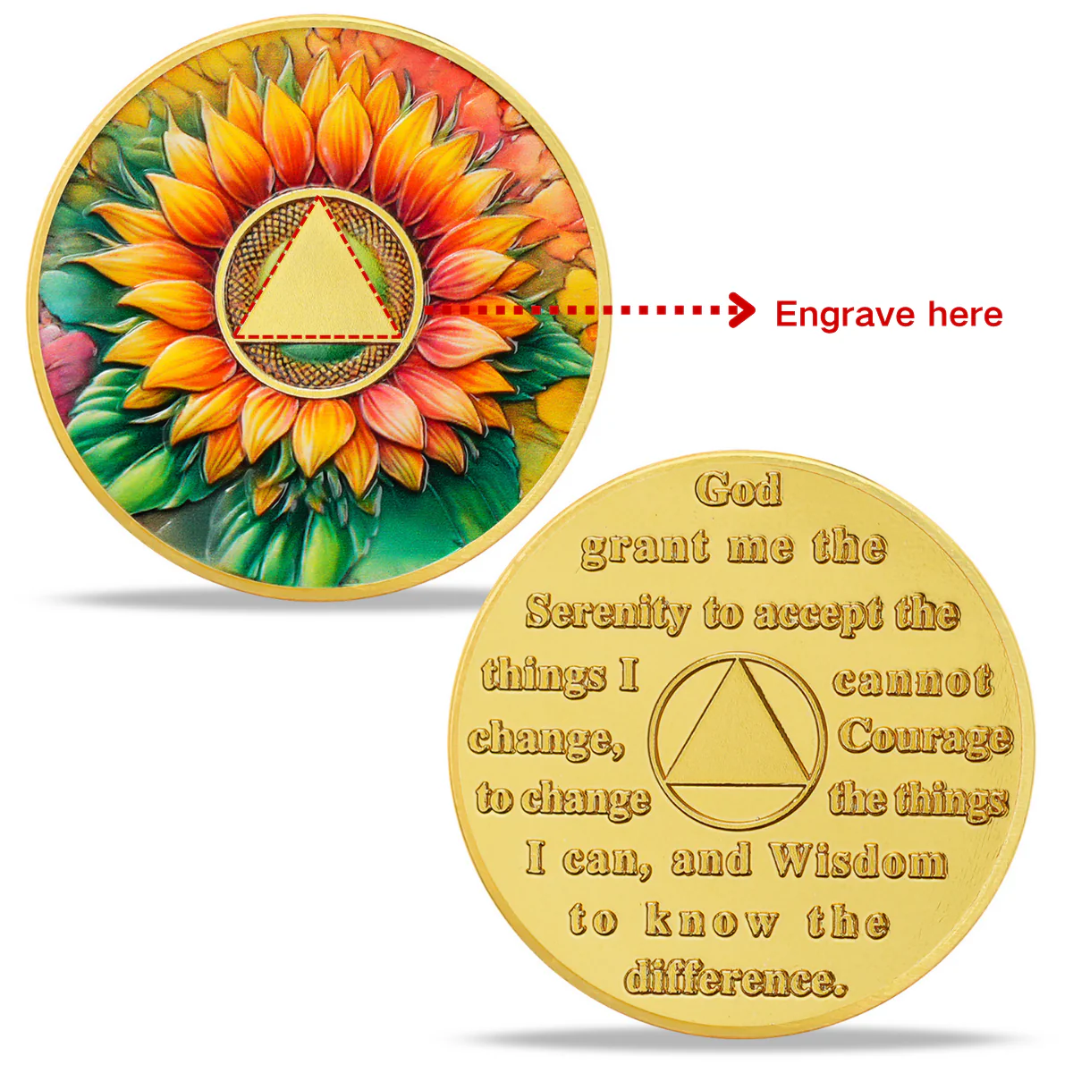 Personalized Sobriety Mint Sunflower Serenity Prayer AA Recovery Medallion/Chip/Coin - Image 10