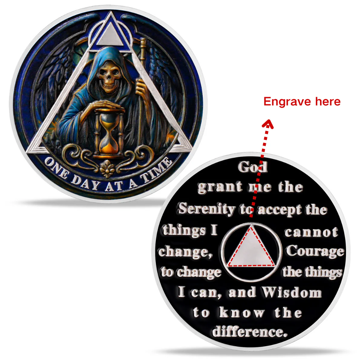 Personalized Sobriety Mint The Skull Recovery Milestone AA Recovery Medallion/Chip/Coin - Image 2