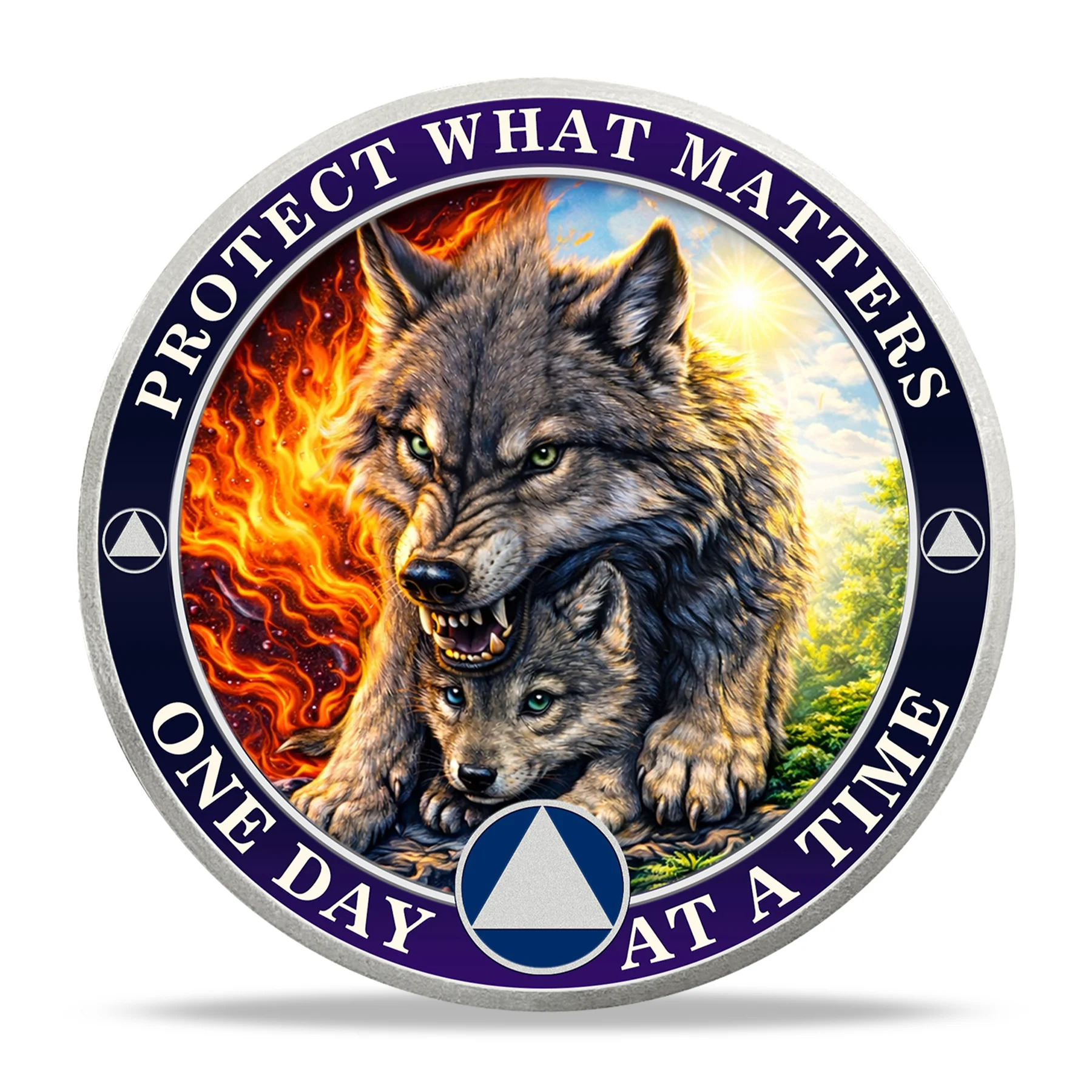 Personalized Sobriety Mint Wolf Soul Protects the Cub AA Recovery Medallion/Chip/Coin - Image 3