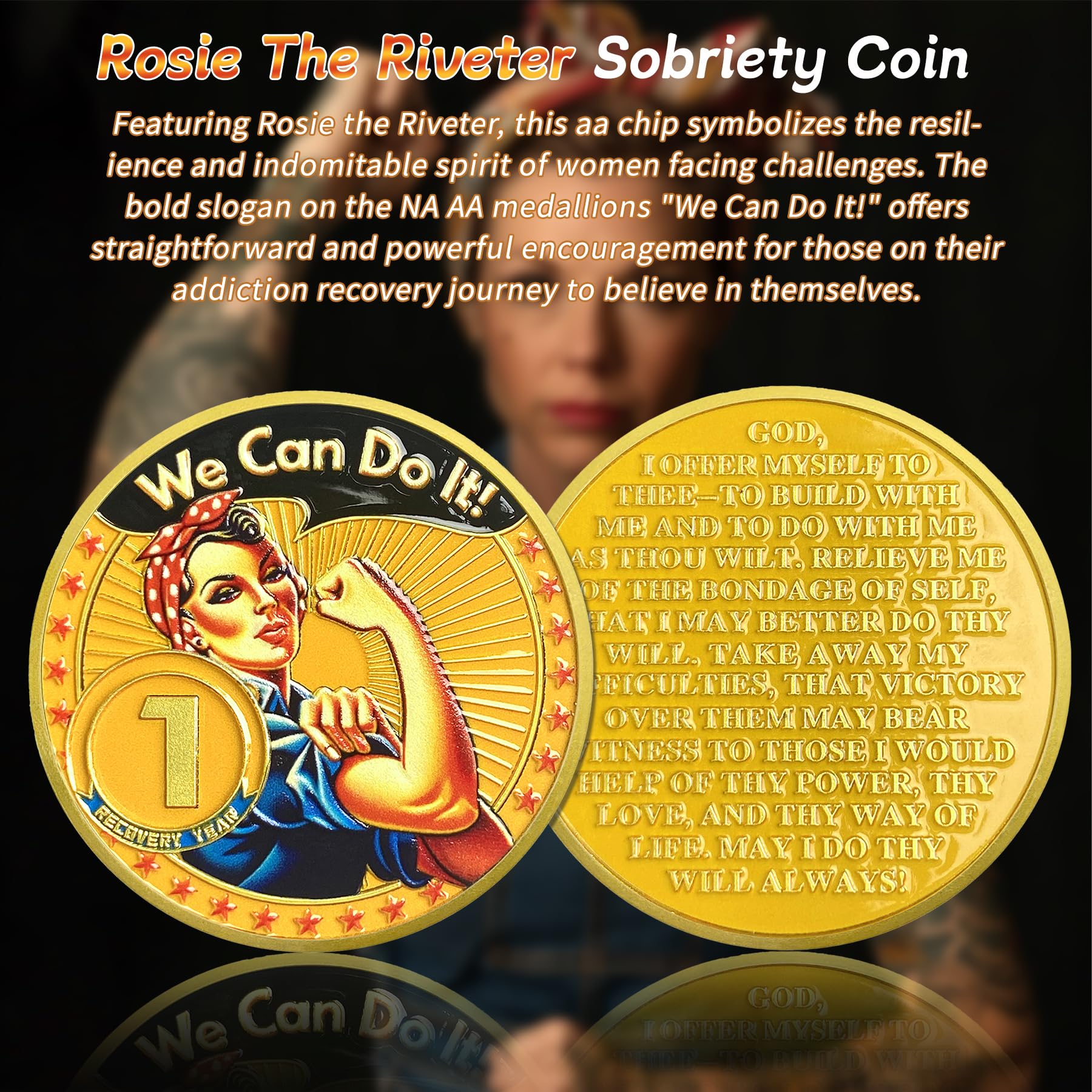 Rosie The Riveter 1-3 Year Sobriety Coin - Image 5