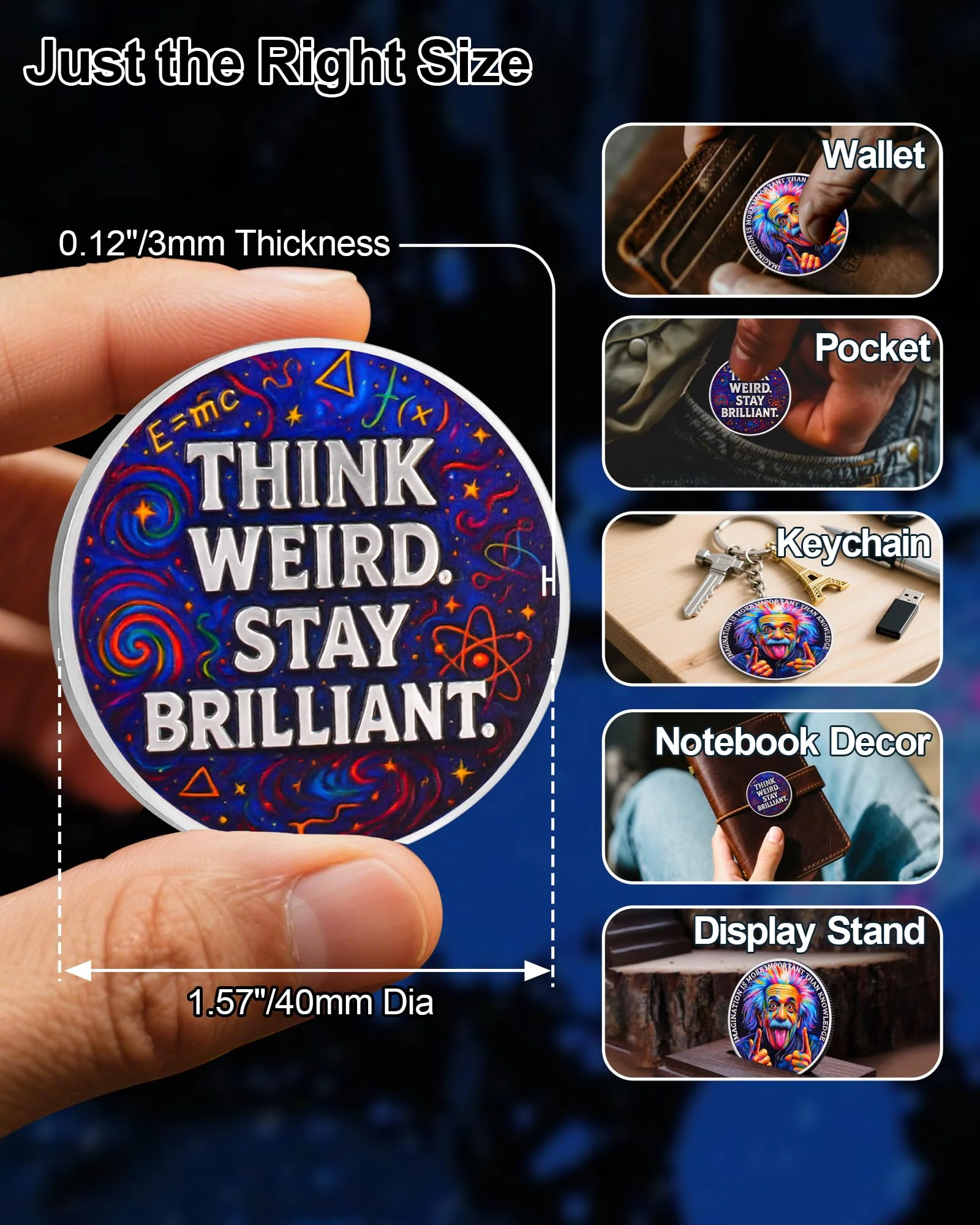Albert Einstein Inspirational Coin - Image 3