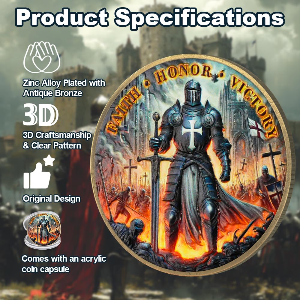 Faith, Honor, Victory Knights Templar Challenge Coin - Image 7