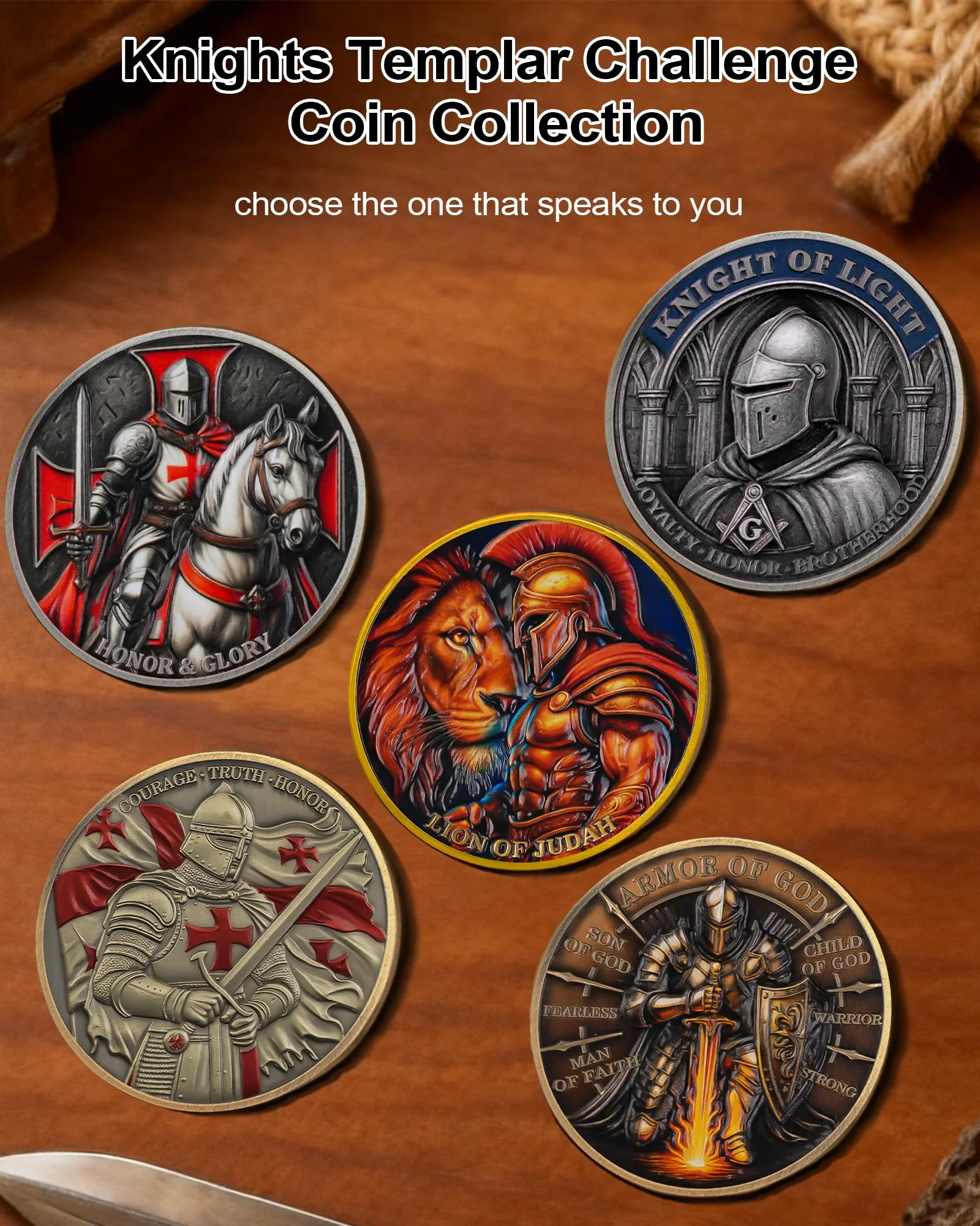 Knights Templar Challenge Coin with Red Cross - Image 2