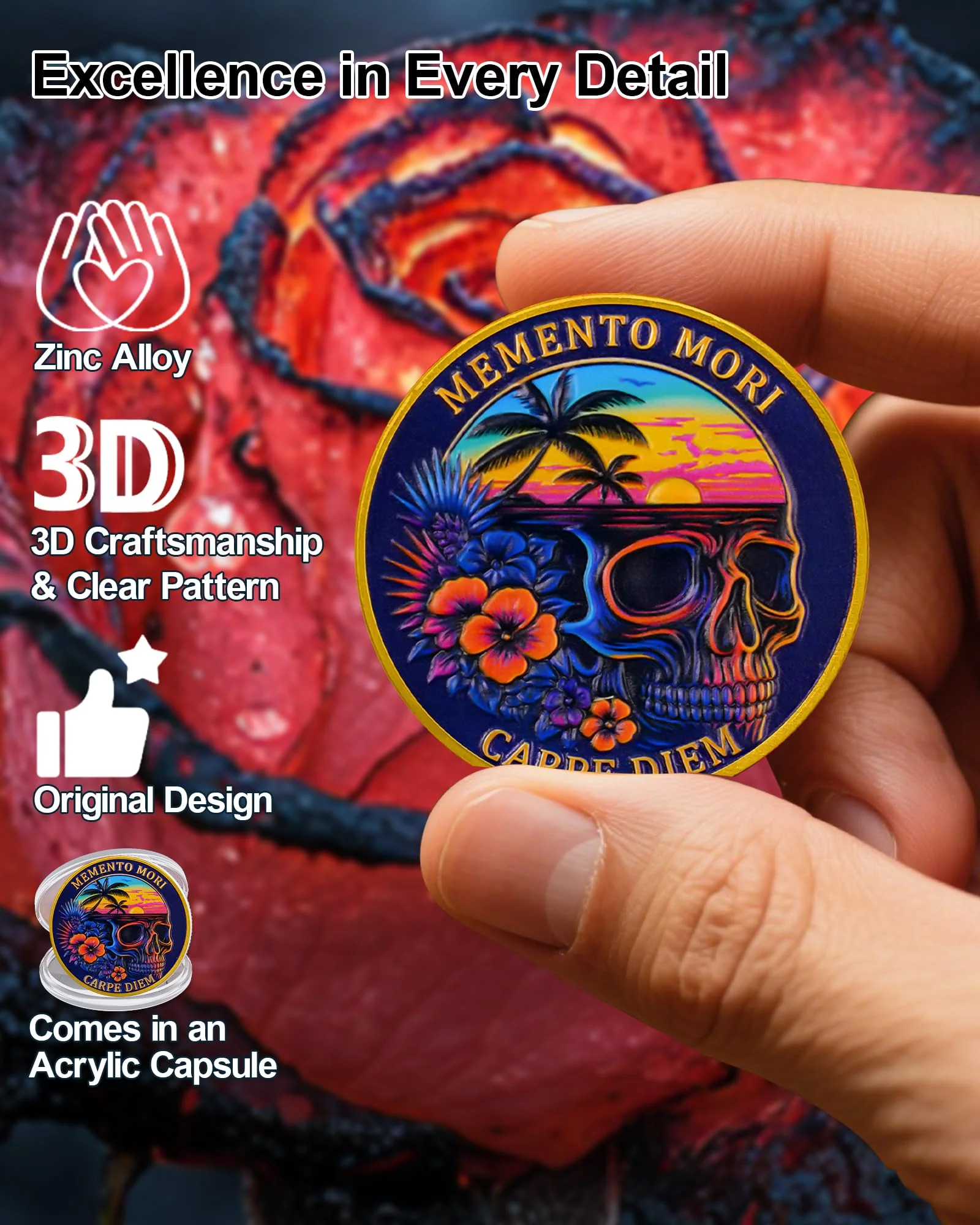 Memento Mori Coin Skull Challenge Coins Carpe Diem Coin - Image 5