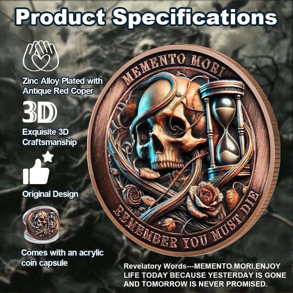 Tempus Fugit EDC Stoic Token Timeless Reminder of Life Memento Mori Coin - Image 9