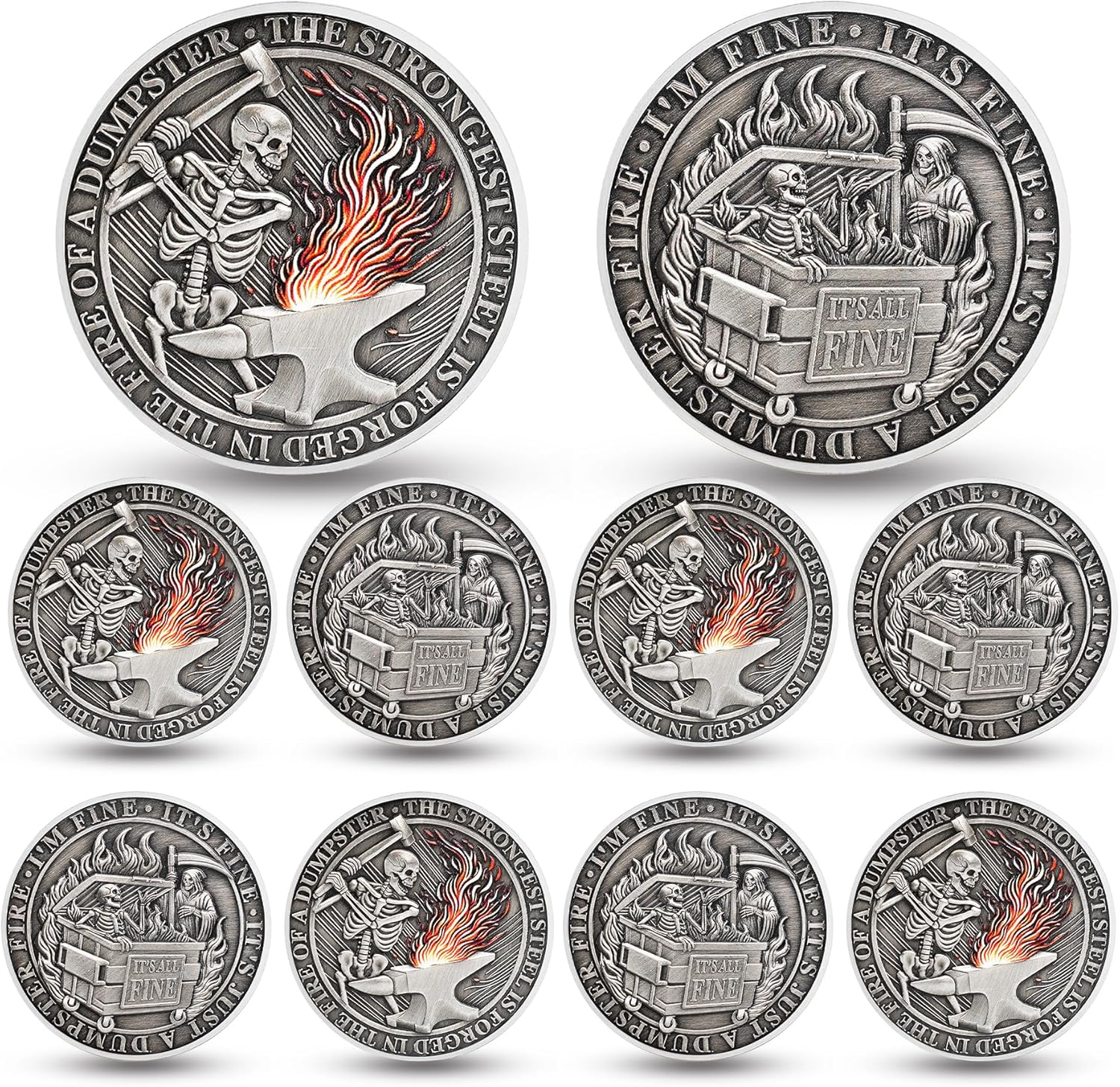 The Strongest Steel Skull Dumpster Fire Challenge Coin - Image 7