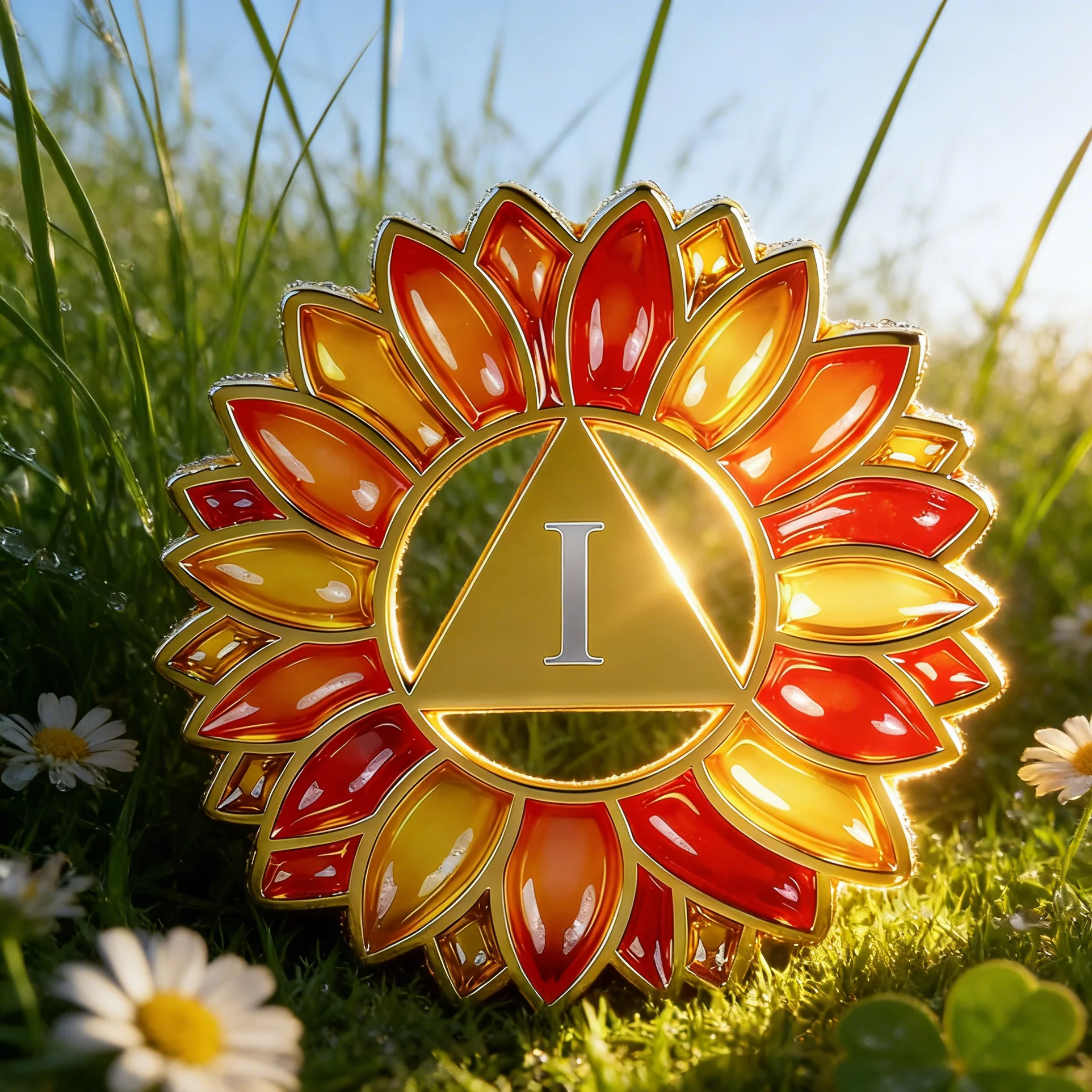 Sobriety Mint Hollowed-Out Sunflower Clear Lacquer AA Recovery Medallion/Chip/Coin - Image 4