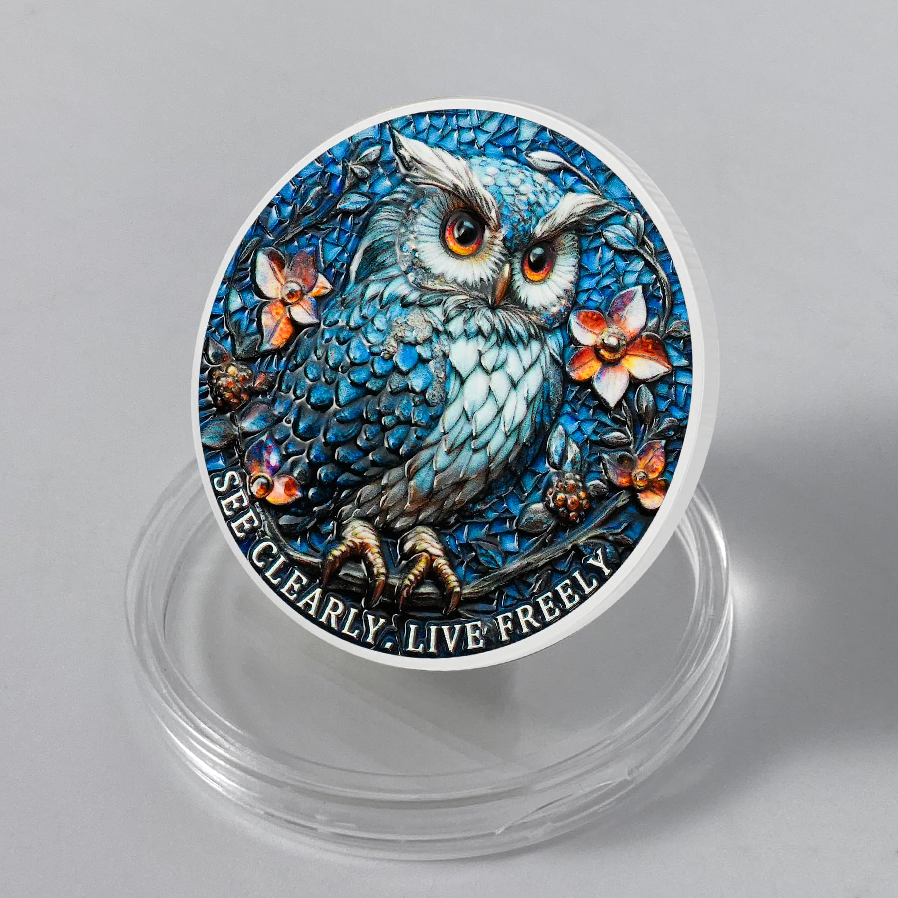 Sobriety Mint Owl & Triangular Symbol See Clearly AA Recovery Medallion/Chip/Coin - Image 4