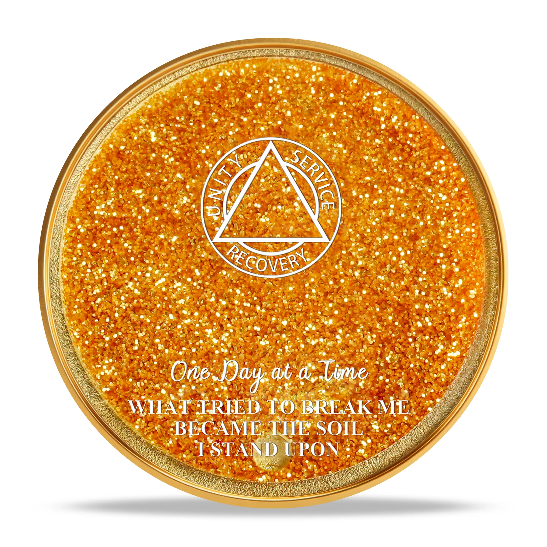 Sobriety Mint Glittering Rainbow Flowing Sand Tree AA Recovery Medallion/Chip/Coin - Image 3