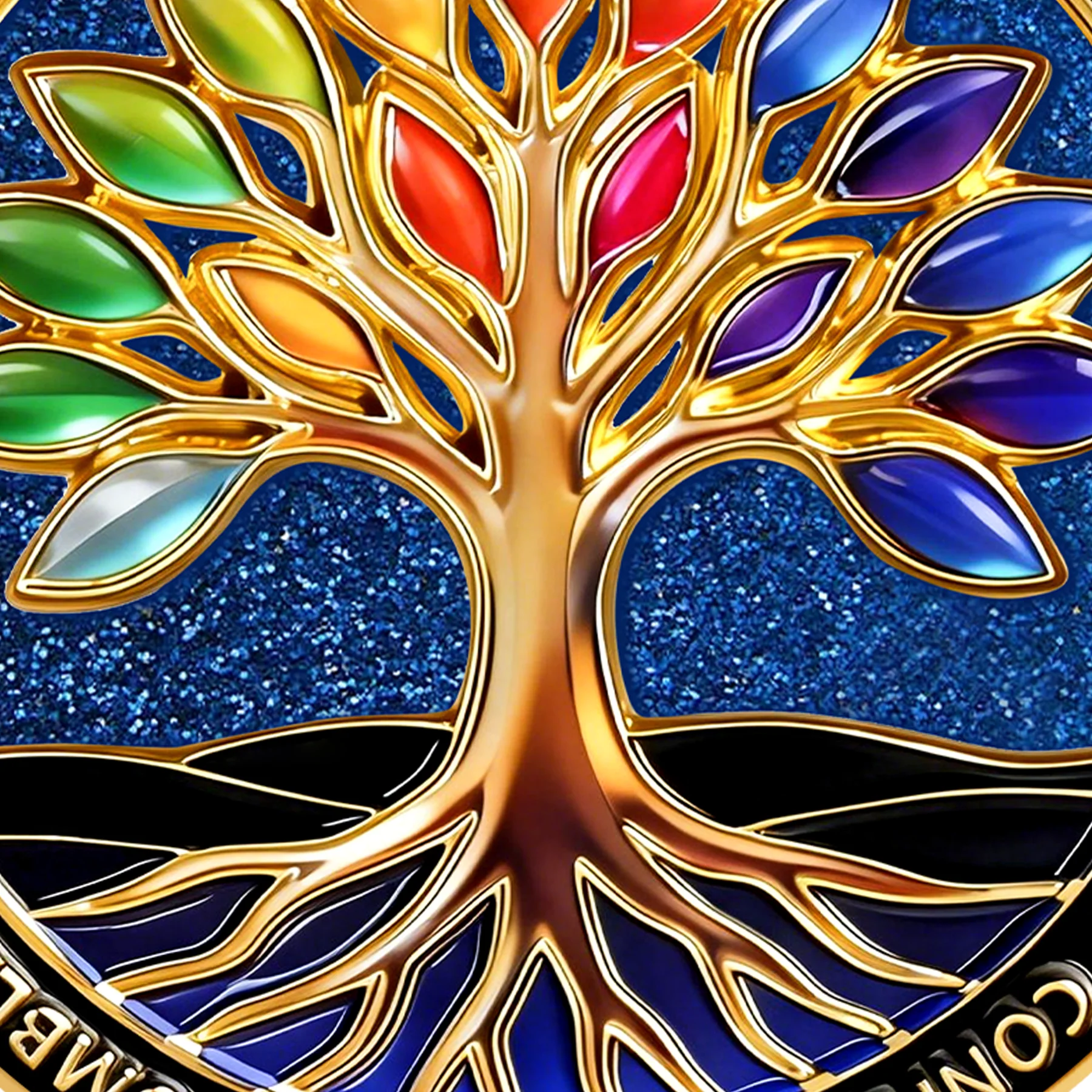 Sobriety Mint Glittering Rainbow Flowing Sand Tree AA Recovery Medallion/Chip/Coin - Image 9
