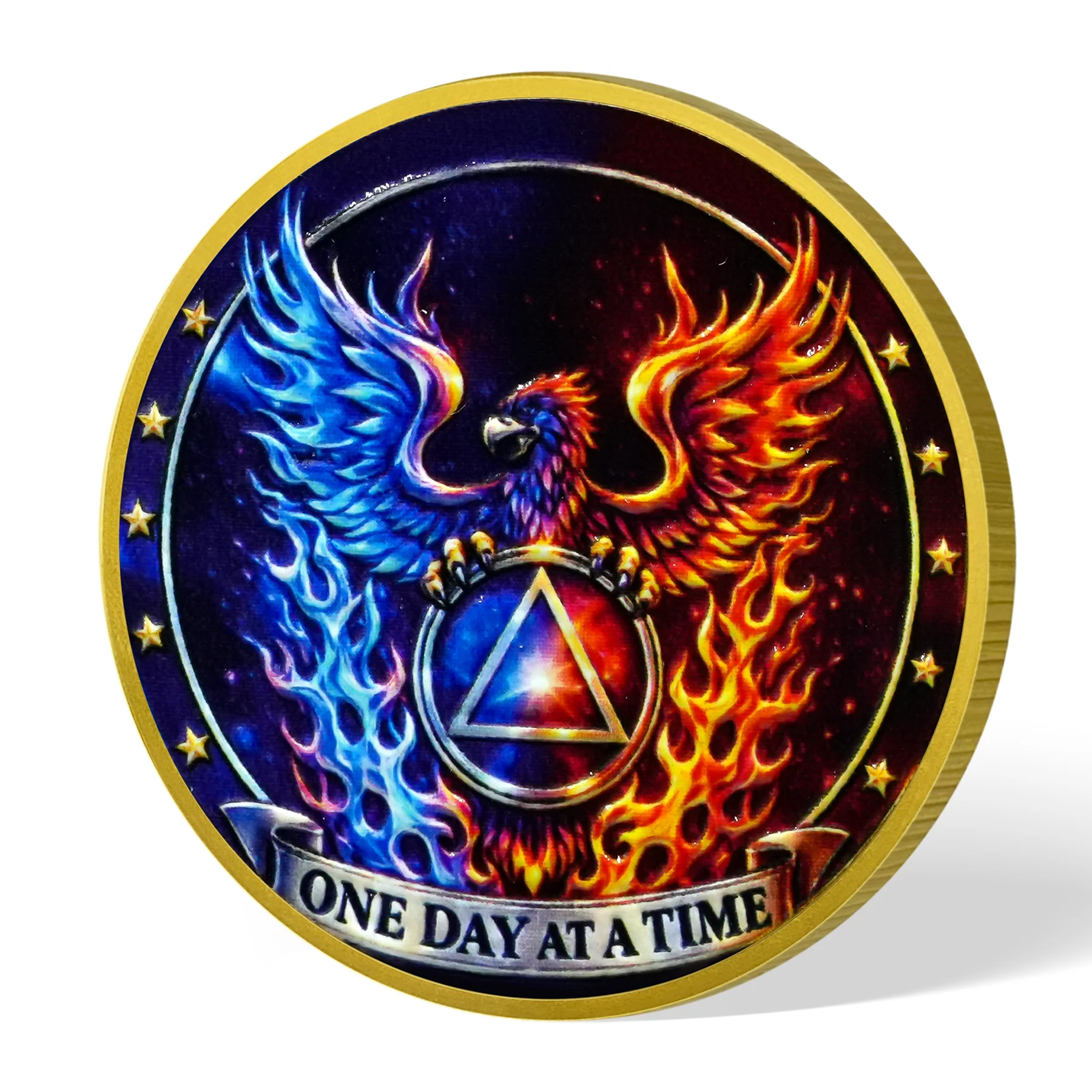Sobriety Mint Rise Stronger Twin Flame AA Recovery Medallion/Chip/Coin - Image 9