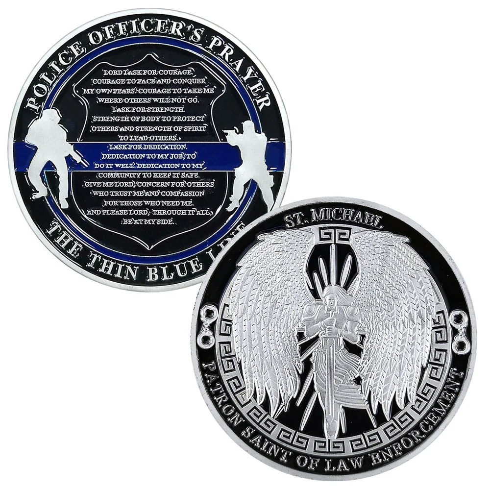 Guardian Angel Police Prayer Challenge Coin Sliver Religious Gift Coin - Image 4