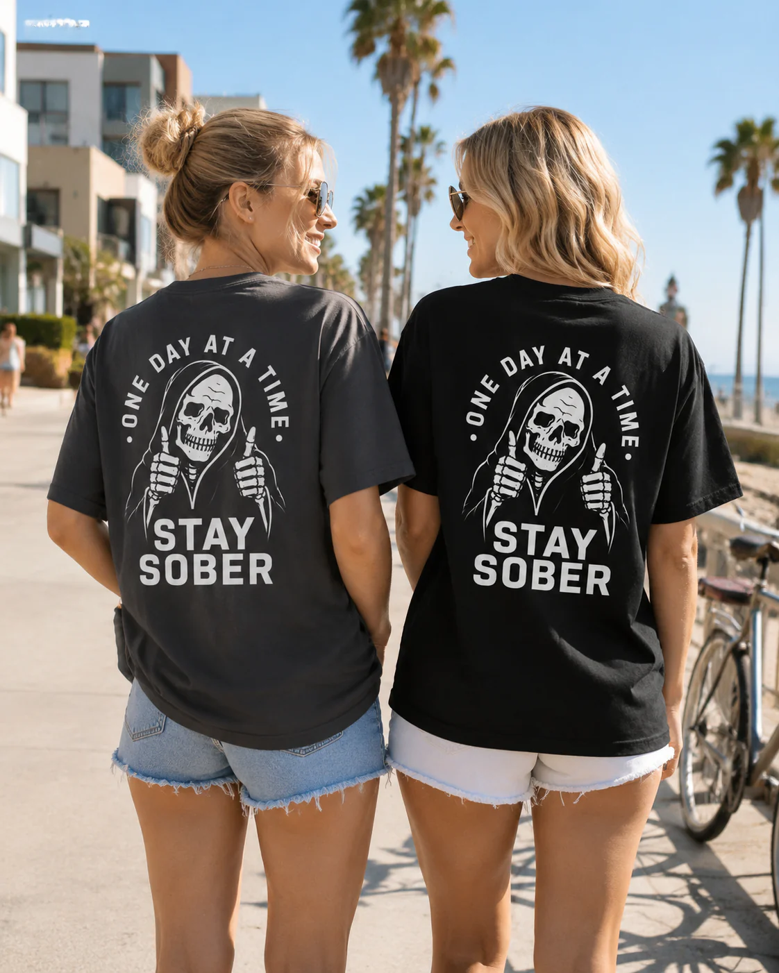 "STAY SOBER" – Grim Reaper Thumbs Up Tee | Funny Recovery T-Shirt | One Day at a Time - Image 5