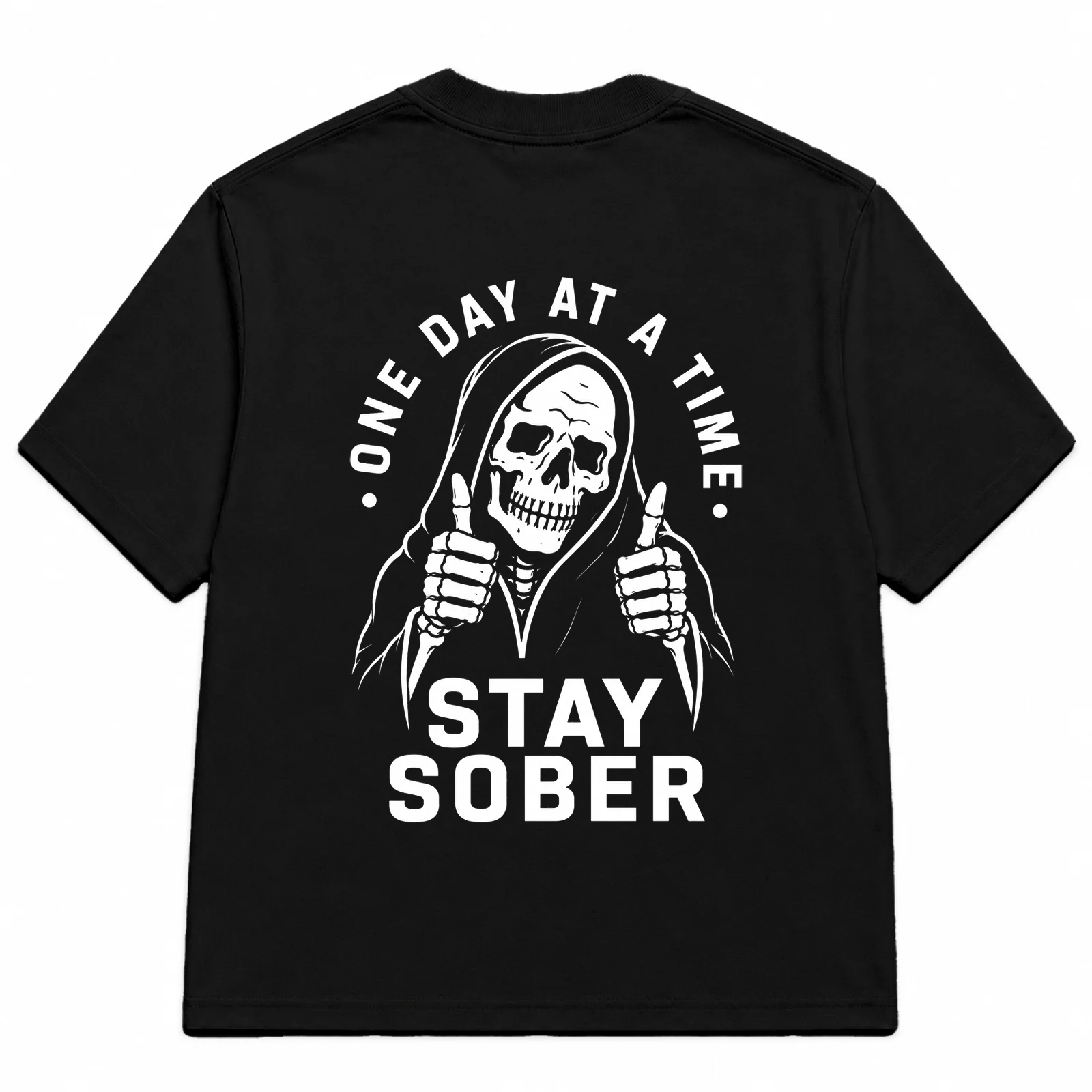 "STAY SOBER" – Grim Reaper Thumbs Up Tee | Funny Recovery T-Shirt | One Day at a Time - Image 7