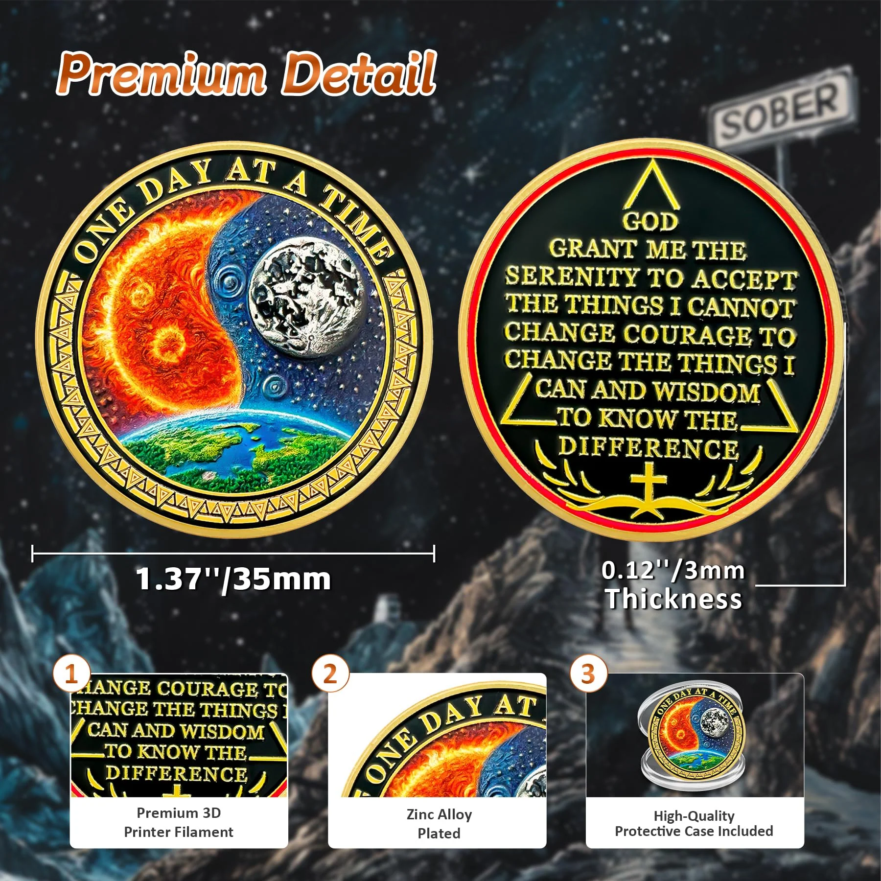 Sun and Moon Sobriety Coin - Image 6