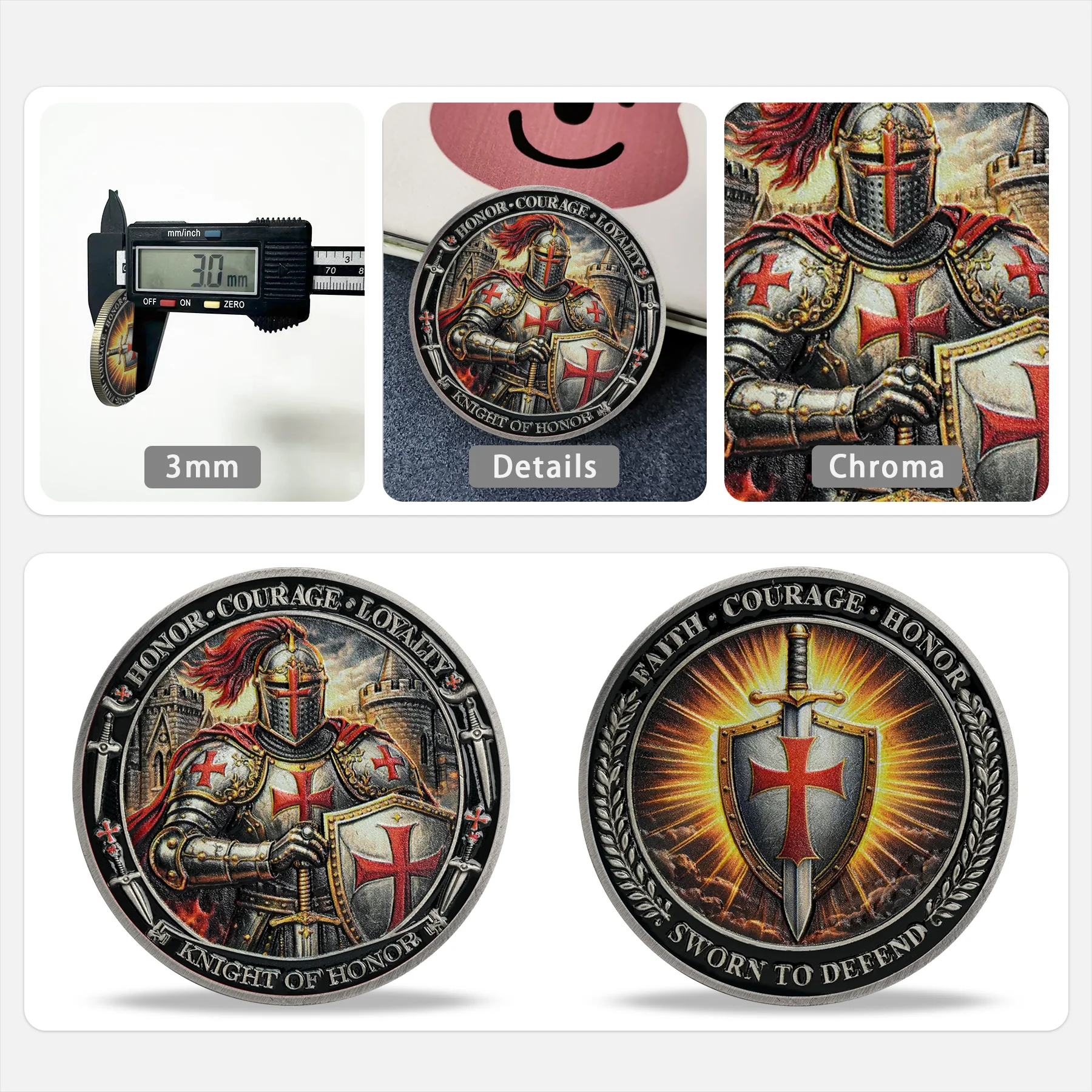 Sworn to Defend – Red Cross Knight Challenge Coin - Image 5