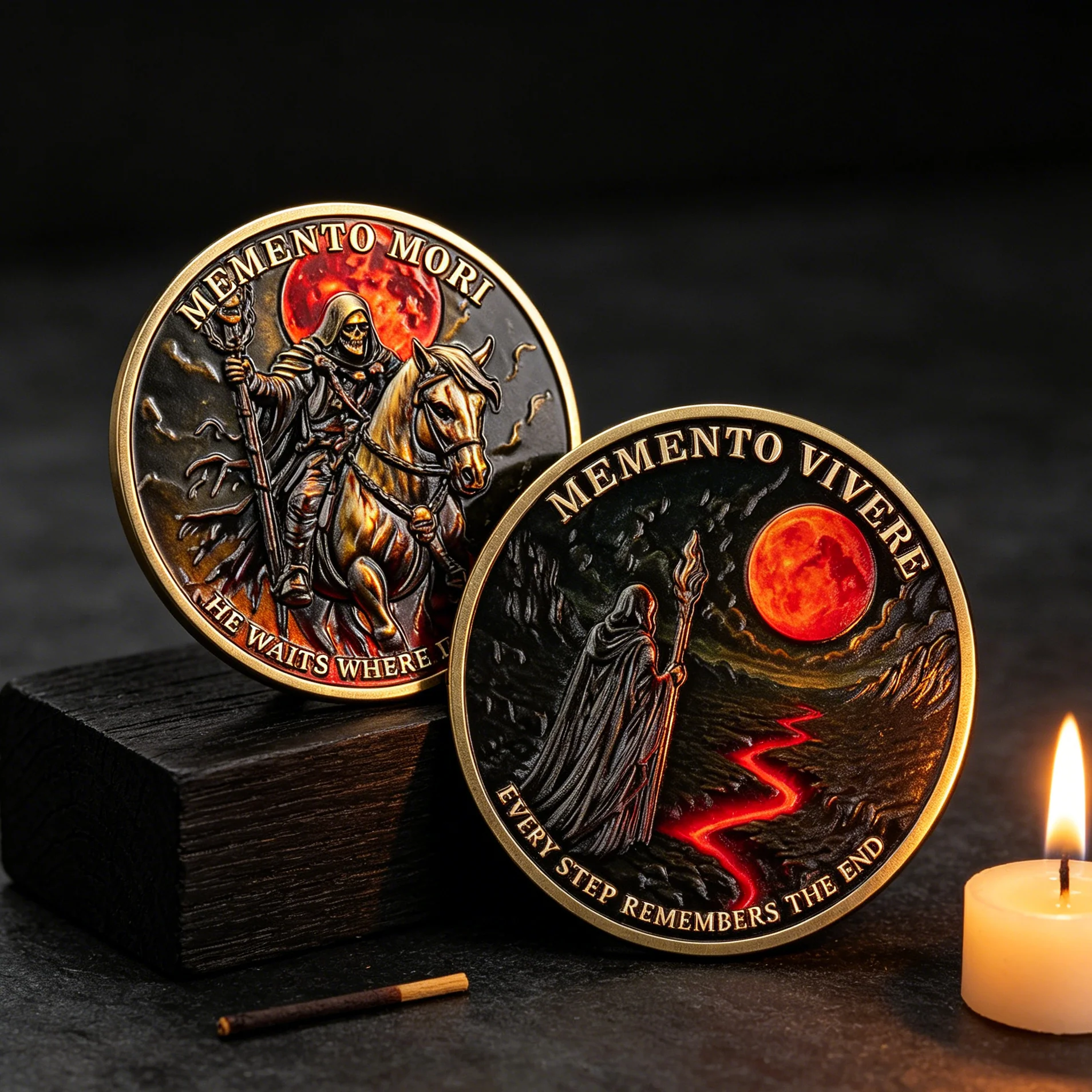 The Blood Moon Reaper Memento Mori Challenge Coin