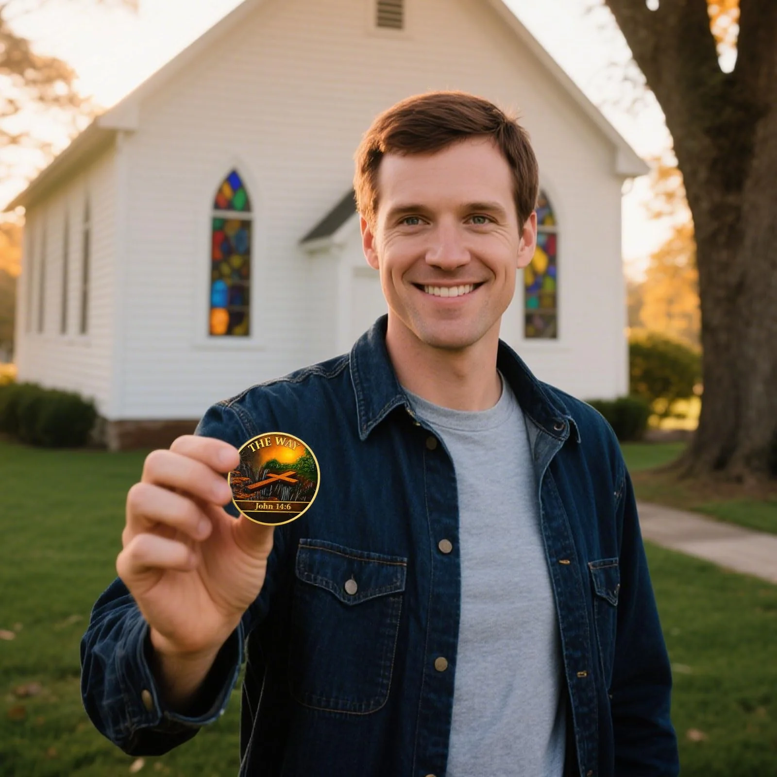 Christian Challenge Coin The Way Coin with John 14:6 Bible Verse - Image 3