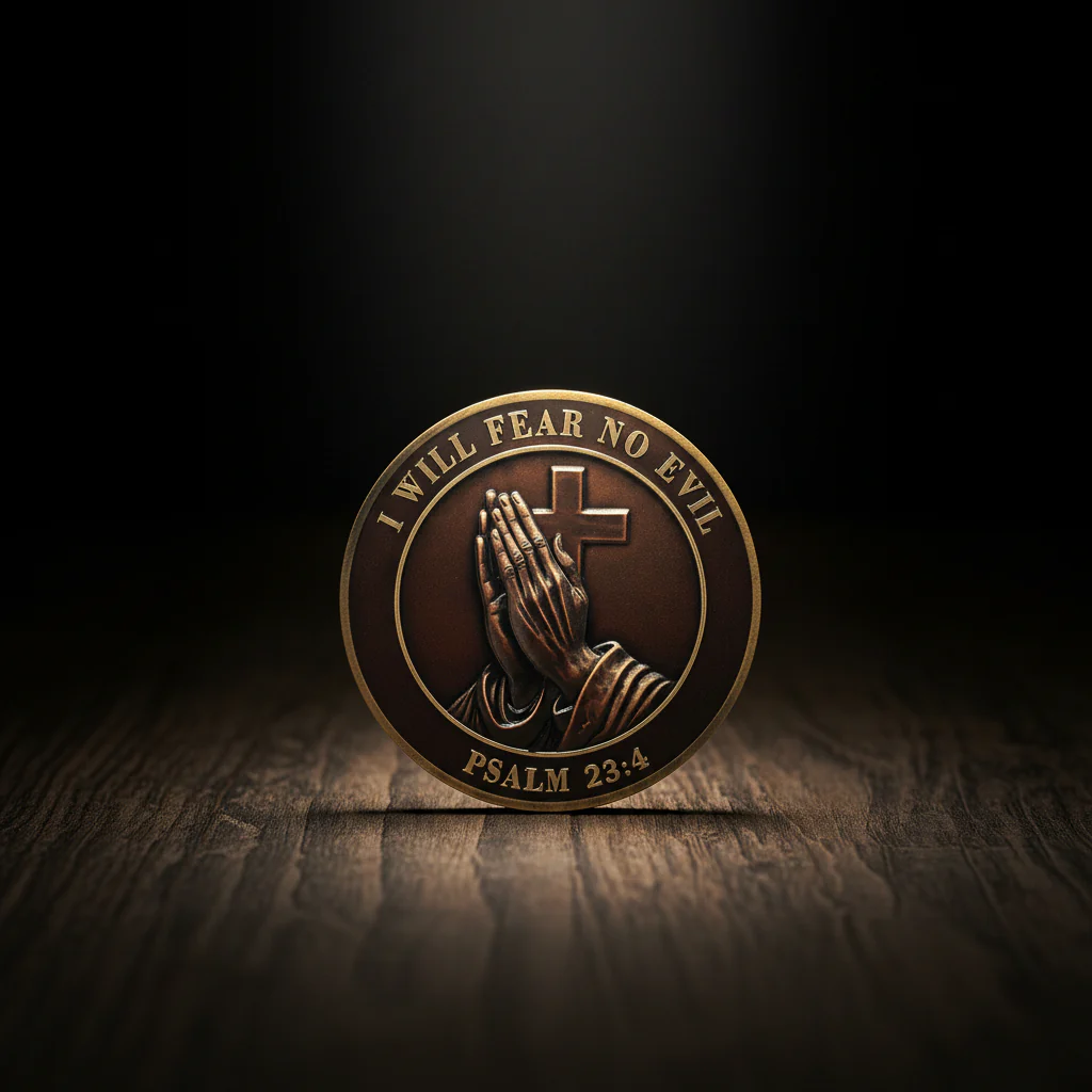 I Will Fear No Evil The Lords Prayer Christian Challenge Coin