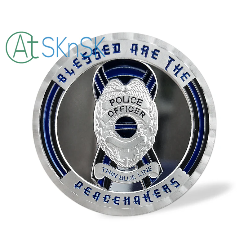 US Police Thin Blue Line Justice Death Challenge Coin - Image 3