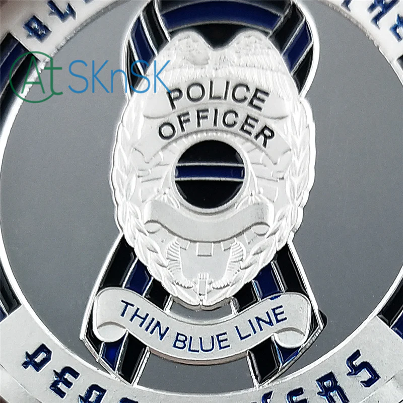 US Police Thin Blue Line Justice Death Challenge Coin - Image 5