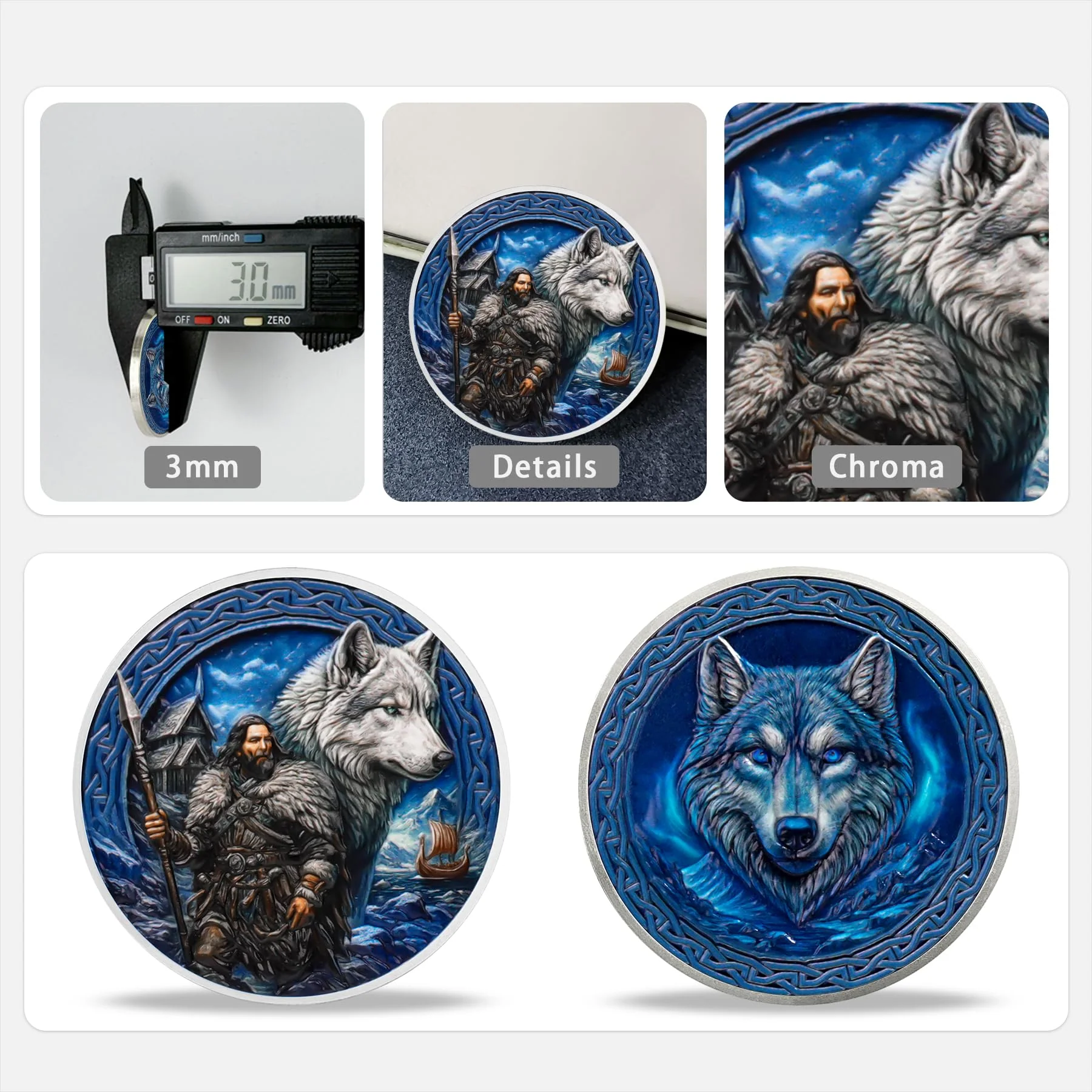 Viking Warrior Wolf Challenge Coin - Image 6