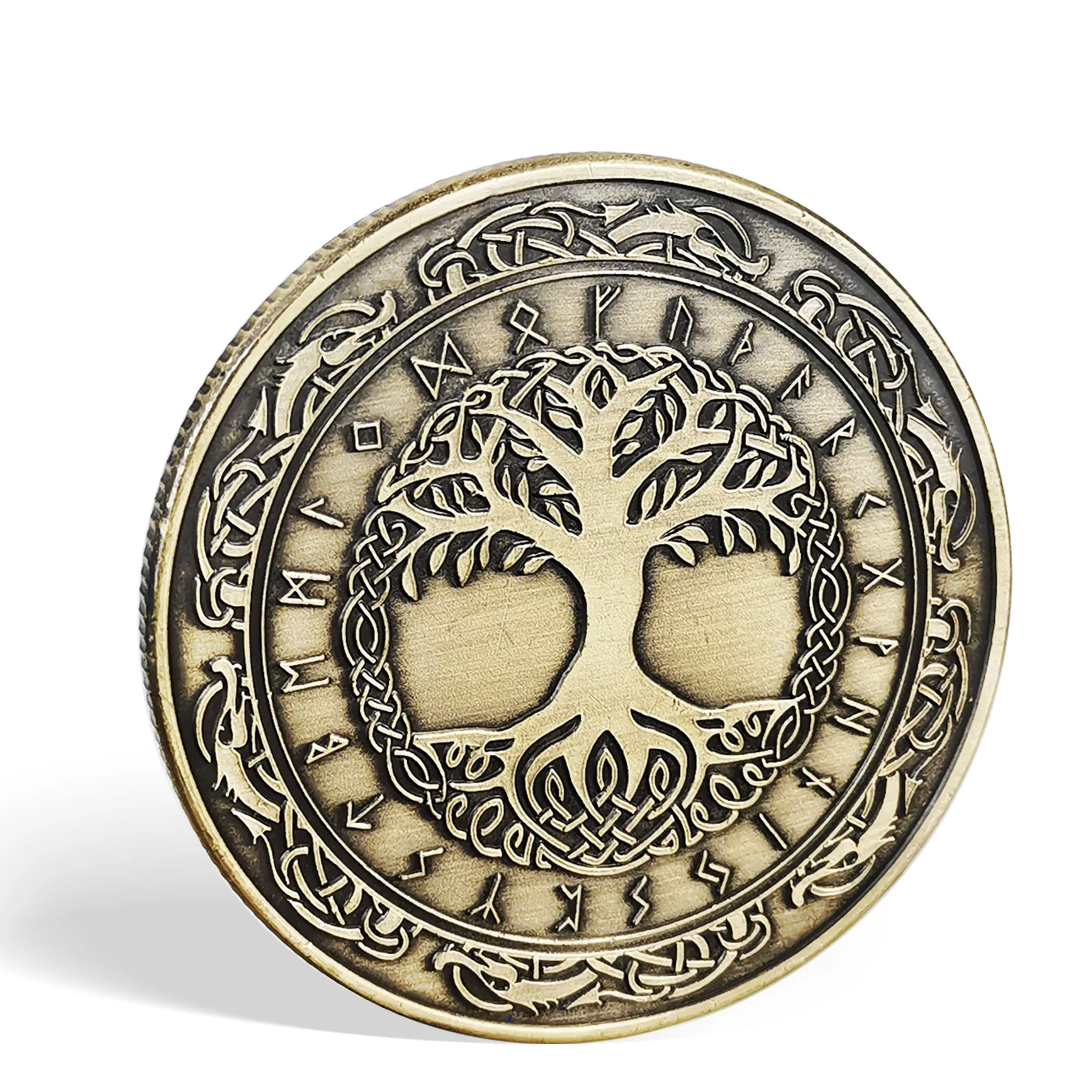 Viking Yggdrasil Tree of Life Coin Nordic Mythology Talisman - Image 3