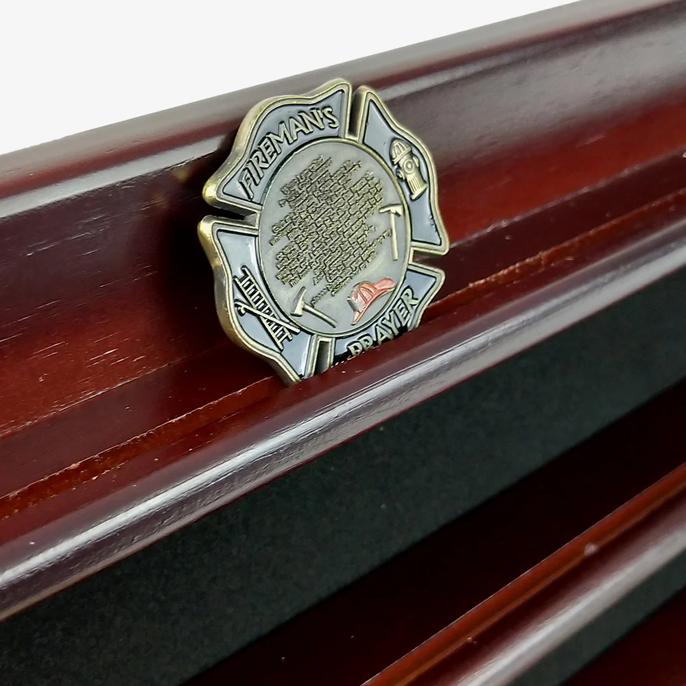 Wooden Challenge Coins Display Rack Deep Cherry Finish - Image 4